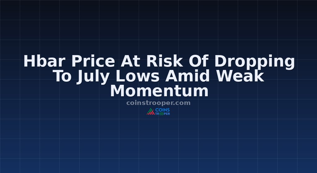 Hbar Price At Risk Of Dropping To July Lows Amid Weak Momentum