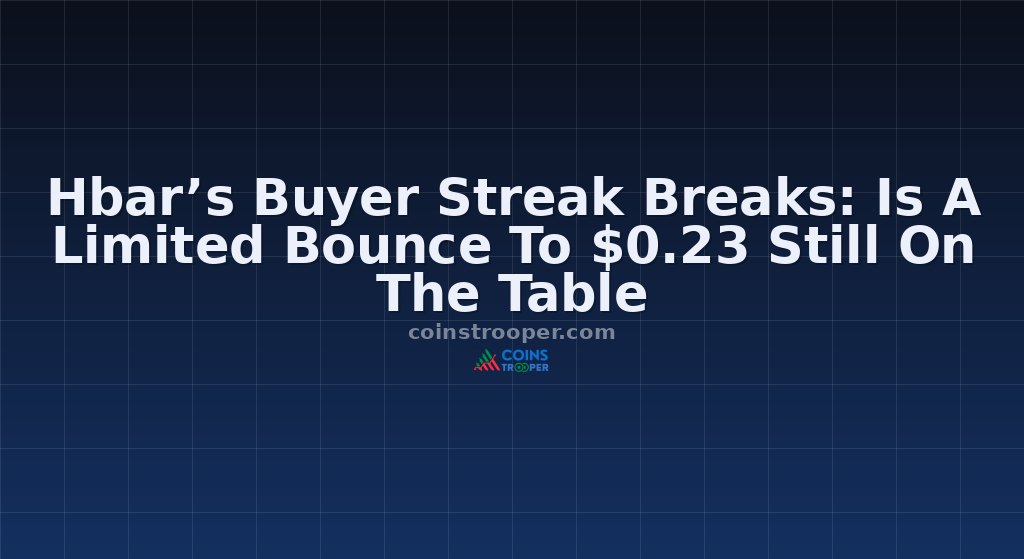 Hbar’s Buyer Streak Breaks: Is A Limited Bounce To $0.23 Still On The Table