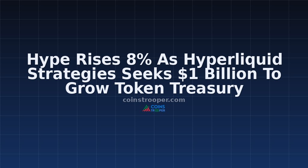 Hype Rises 8% As Hyperliquid Strategies Seeks $1 Billion To Grow Token Treasury