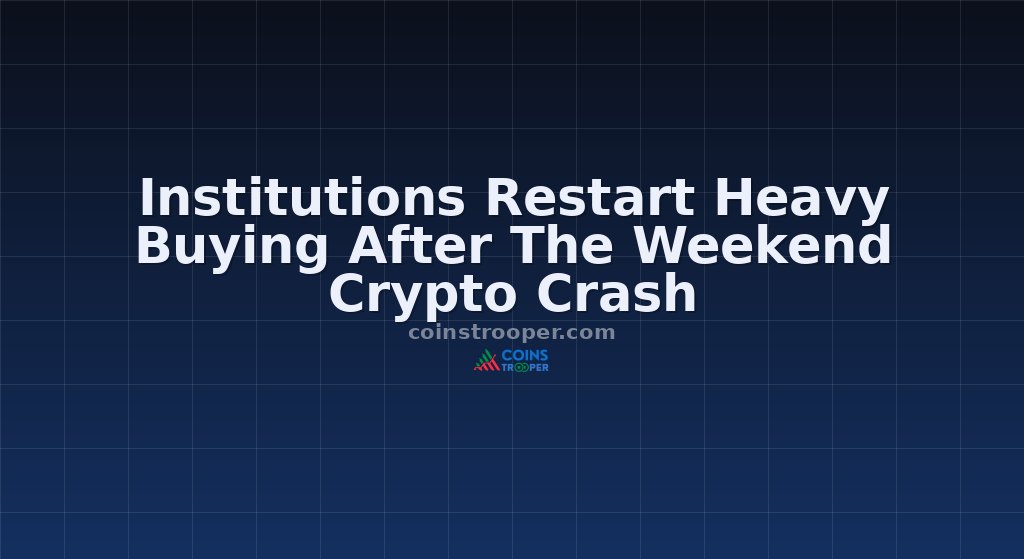 Institutions Restart Heavy Buying After The Weekend Crypto Crash