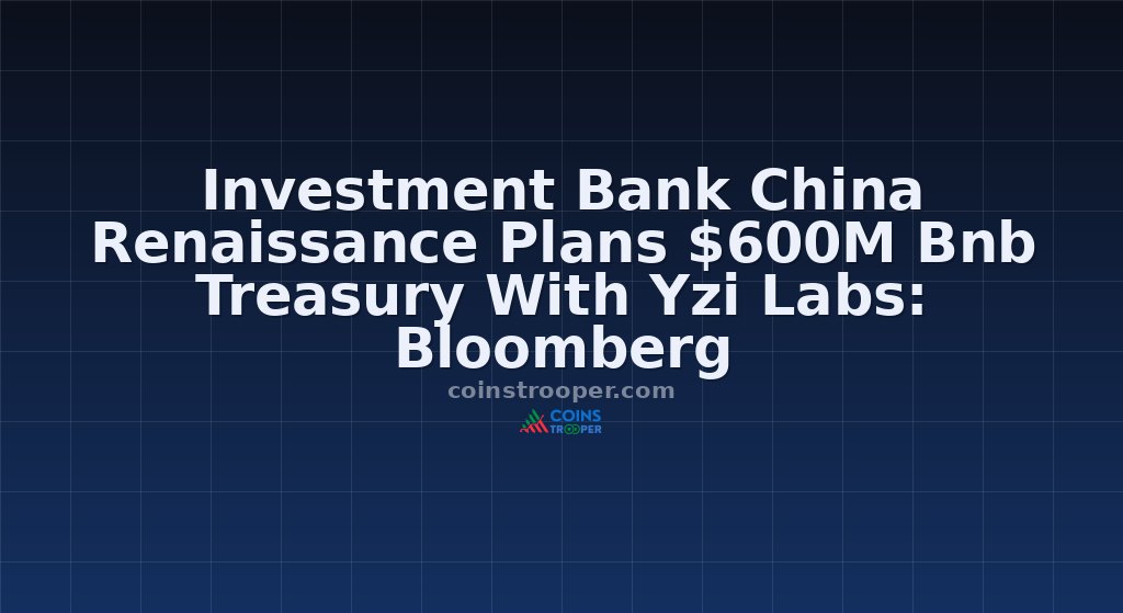 Investment Bank China Renaissance Plans $600M Bnb Treasury With Yzi Labs: Bloomberg