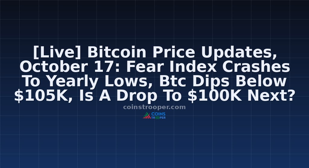 [Live] Bitcoin Price Updates, October 17: Fear Index Crashes To Yearly Lows, Btc Dips Below $105K, Is A Drop To $100K Next?