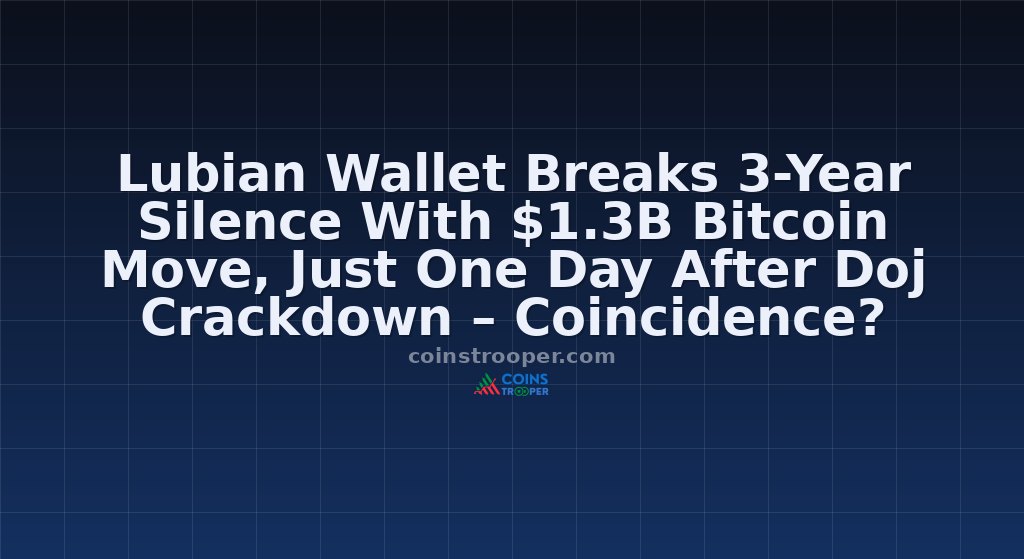 Lubian Wallet Breaks 3-Year Silence With $1.3B Bitcoin Move, Just One Day After Doj Crackdown – Coincidence?