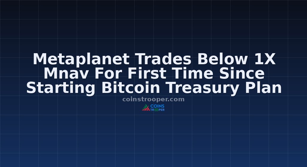 Metaplanet Trades Below 1X Mnav For First Time Since Starting Bitcoin Treasury Plan