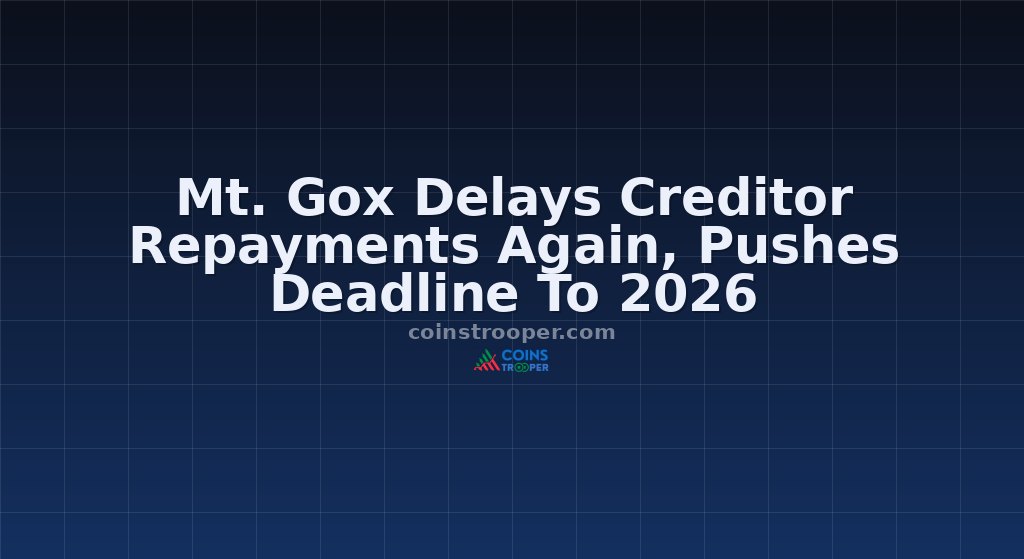 Mt. Gox Delays Creditor Repayments Again, Pushes Deadline To 2026
