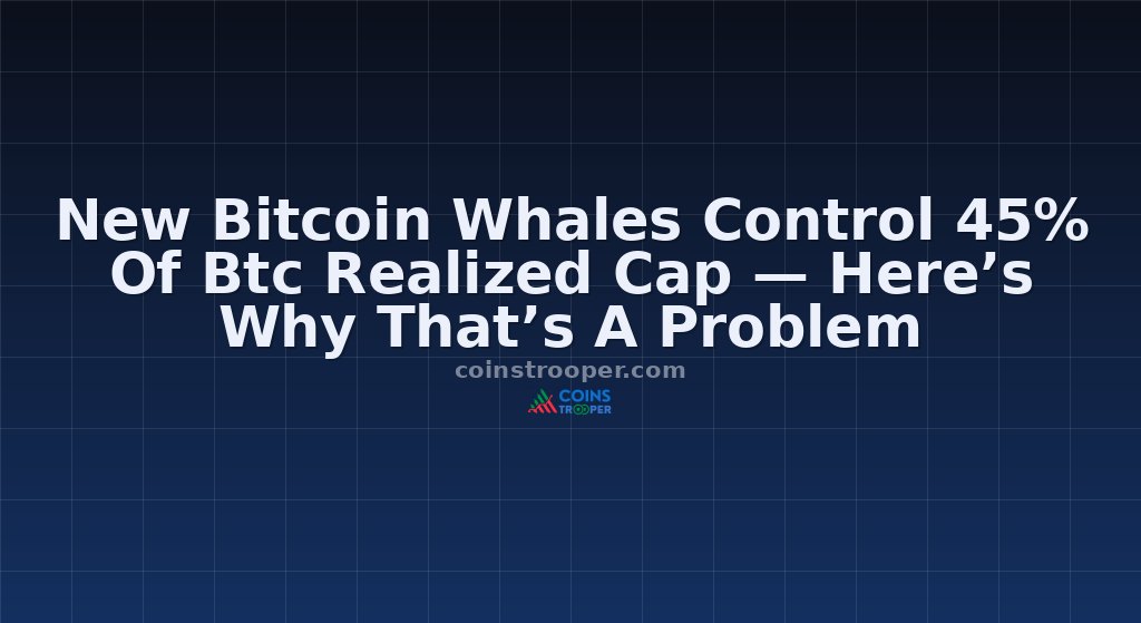 New Bitcoin Whales Control 45% Of Btc Realized Cap — Here’s Why That’s A Problem