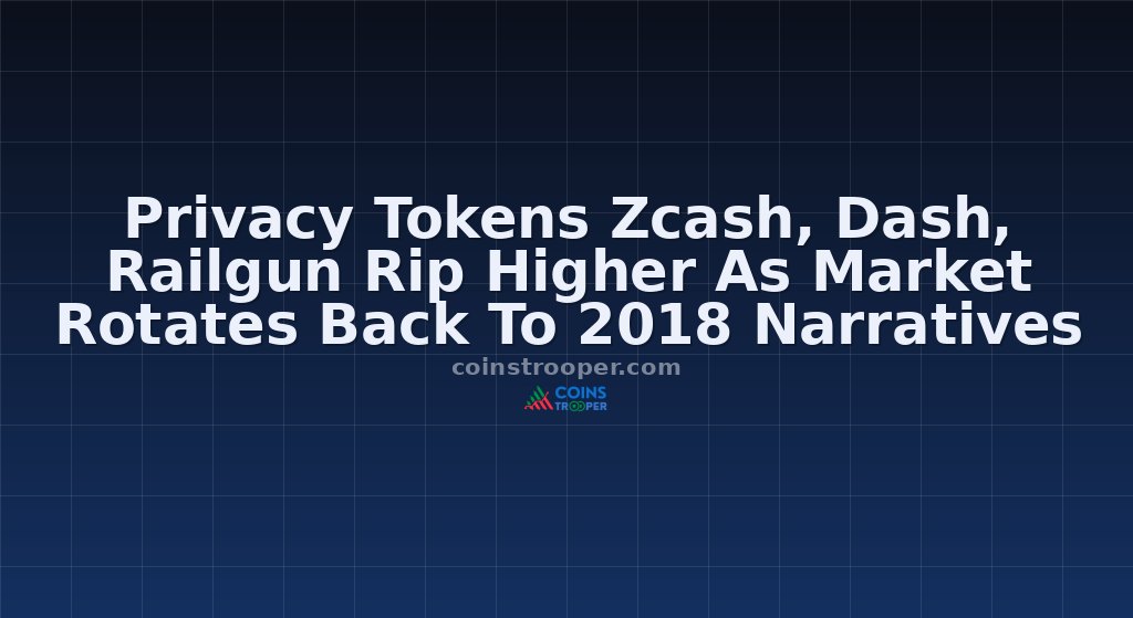 Privacy Tokens Zcash, Dash, Railgun Rip Higher As Market Rotates Back To 2018 Narratives