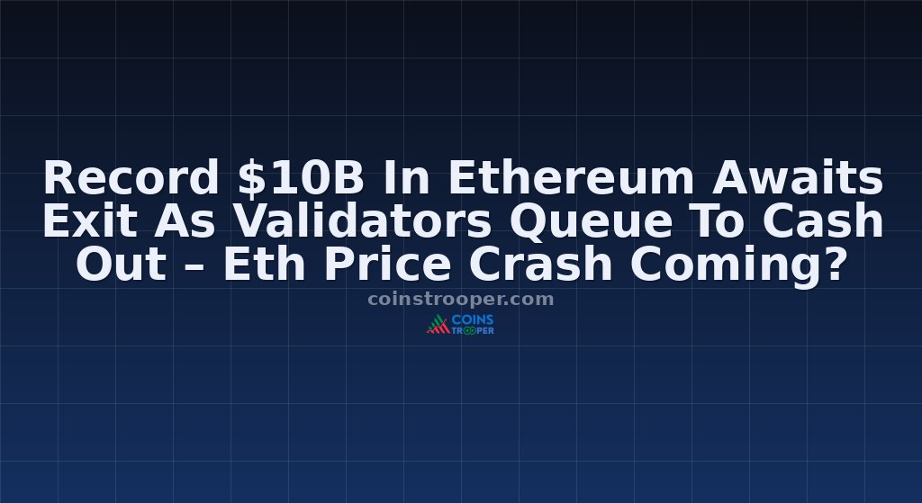 Record $10B In Ethereum Awaits Exit As Validators Queue To Cash Out – Eth Price Crash Coming?