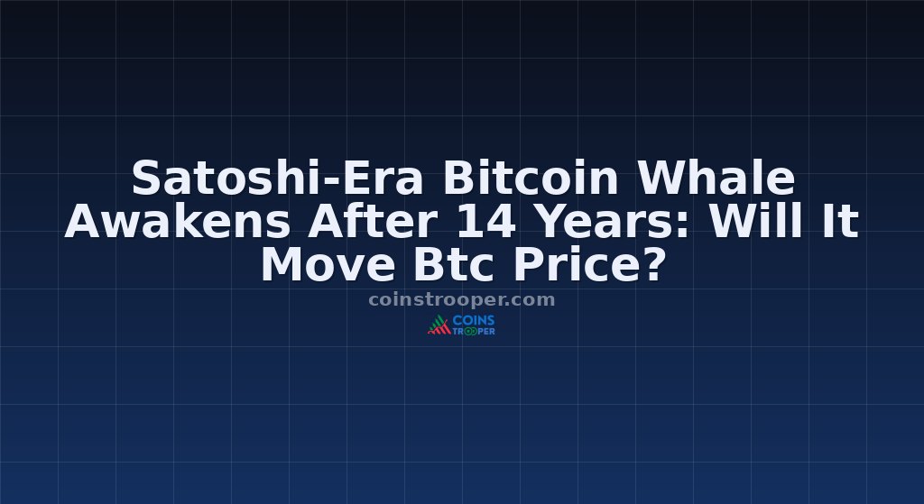 Satoshi-Era Bitcoin Whale Awakens After 14 Years: Will It Move Btc Price?