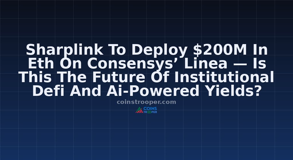 Sharplink To Deploy $200M In Eth On Consensys’ Linea — Is This The Future Of Institutional Defi And Ai-Powered Yields?