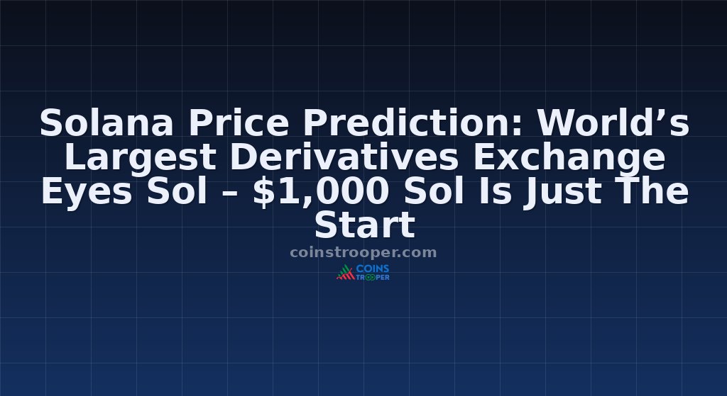 Solana Price Prediction: World’s Largest Derivatives Exchange Eyes Sol – $1,000 Sol Is Just The Start