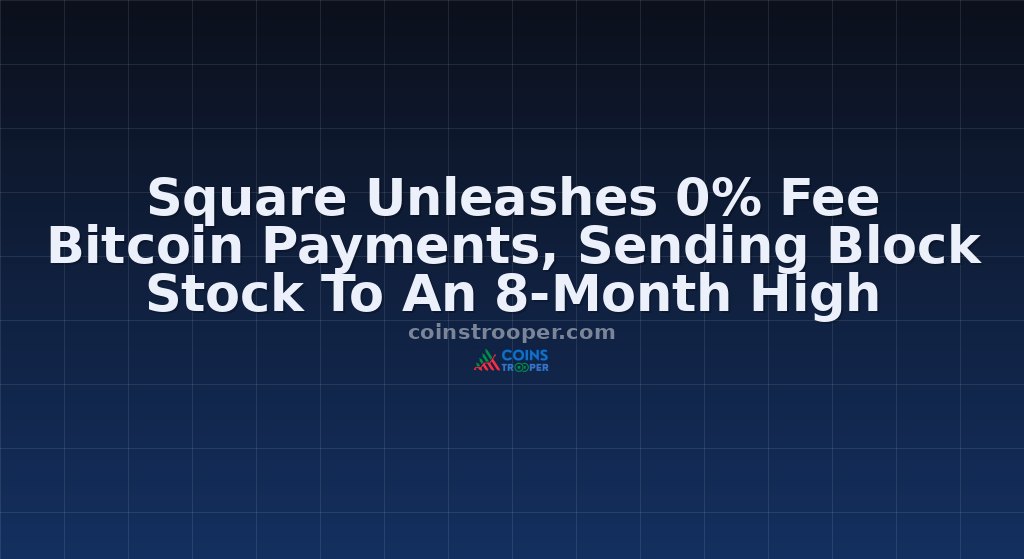 Square Unleashes 0% Fee Bitcoin Payments, Sending Block Stock To An 8-Month High