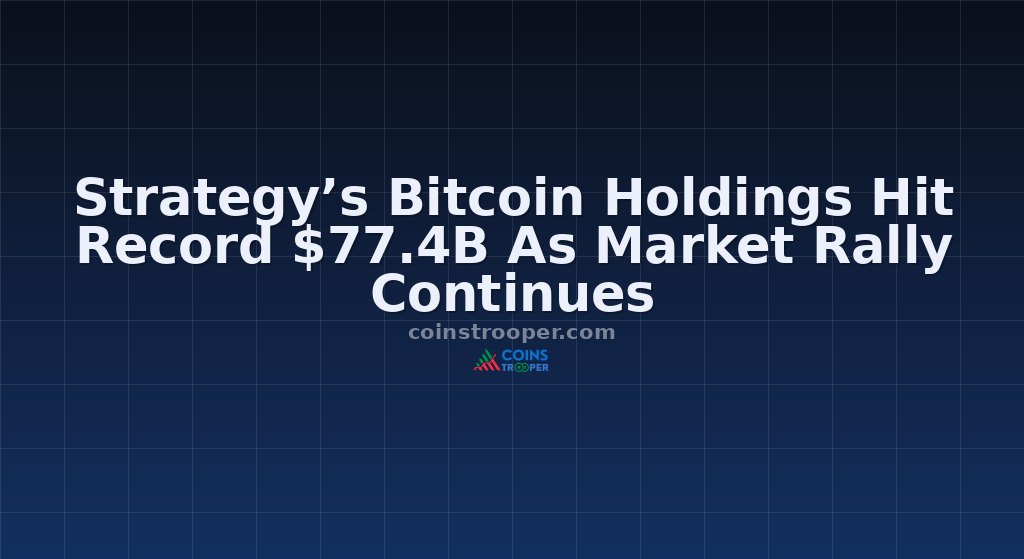 Strategy’s Bitcoin Holdings Hit Record $77.4B As Market Rally Continues