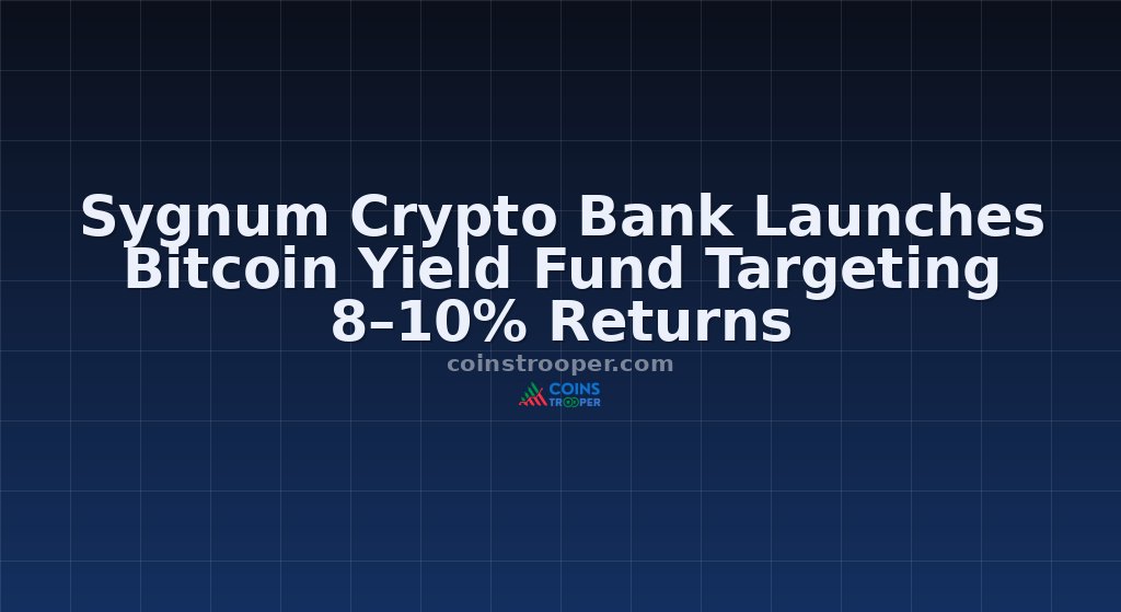 Sygnum Crypto Bank Launches Bitcoin Yield Fund Targeting 8–10% Returns