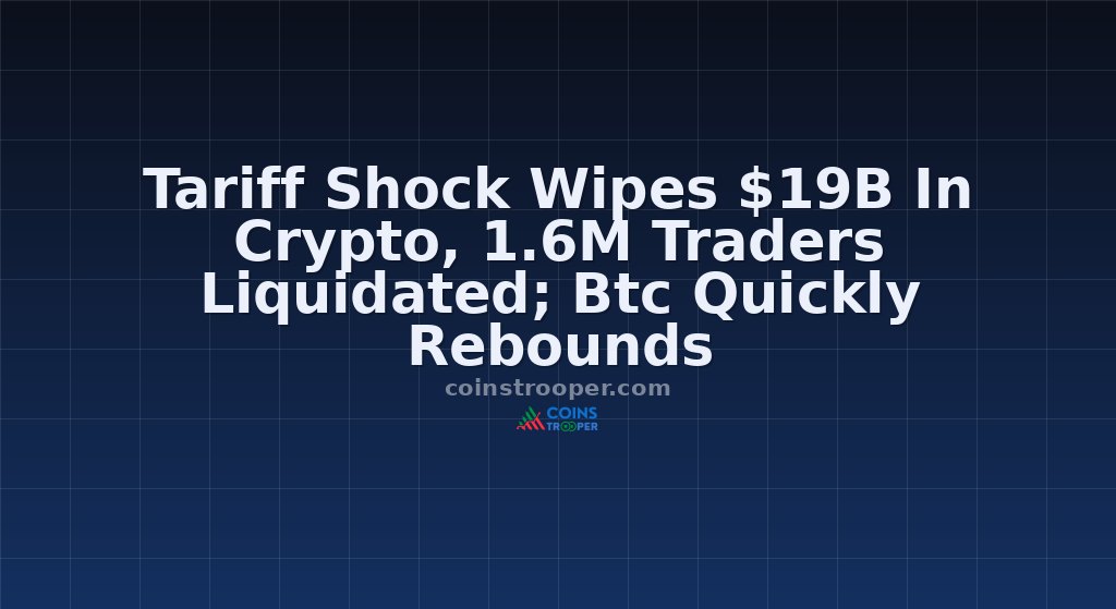 Tariff Shock Wipes $19B In Crypto, 1.6M Traders Liquidated; Btc Quickly Rebounds