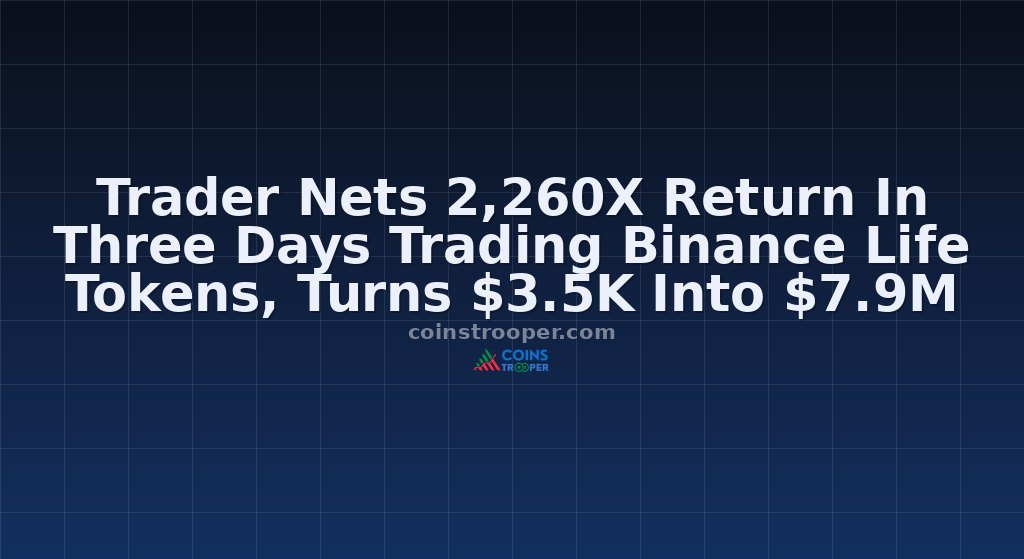 Trader Nets 2,260X Return In Three Days Trading Binance Life Tokens, Turns $3.5K Into $7.9M