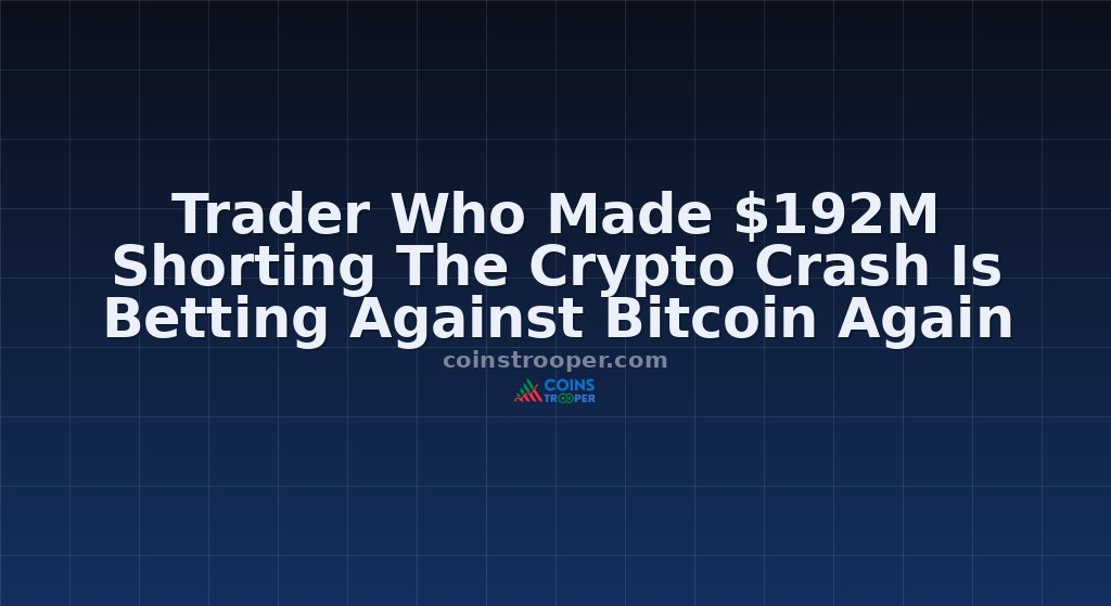 Trader Who Made $192M Shorting The Crypto Crash Is Betting Against Bitcoin Again