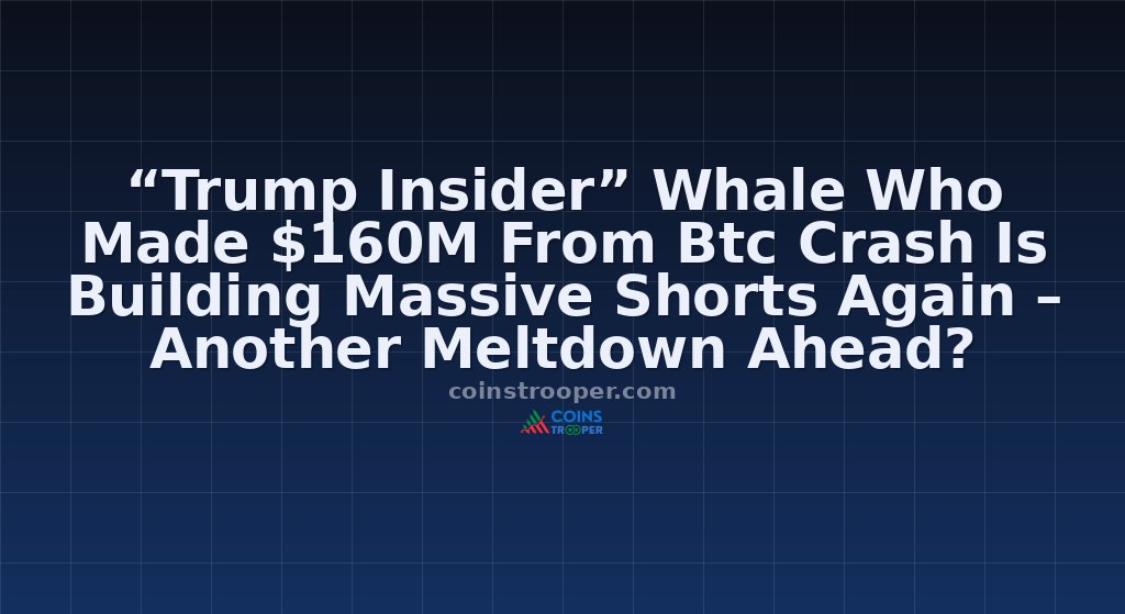 “Trump Insider” Whale Who Made $160M From Btc Crash Is Building Massive Shorts Again – Another Meltdown Ahead?