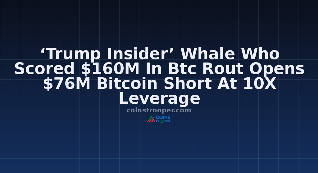 ‘Trump Insider’ Whale Who Scored $160M In Btc Rout Opens $76M Bitcoin Short At 10X Leverage