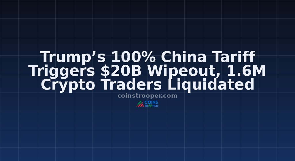 Trump’s 100% China Tariff Triggers $20B Wipeout, 1.6M Crypto Traders Liquidated