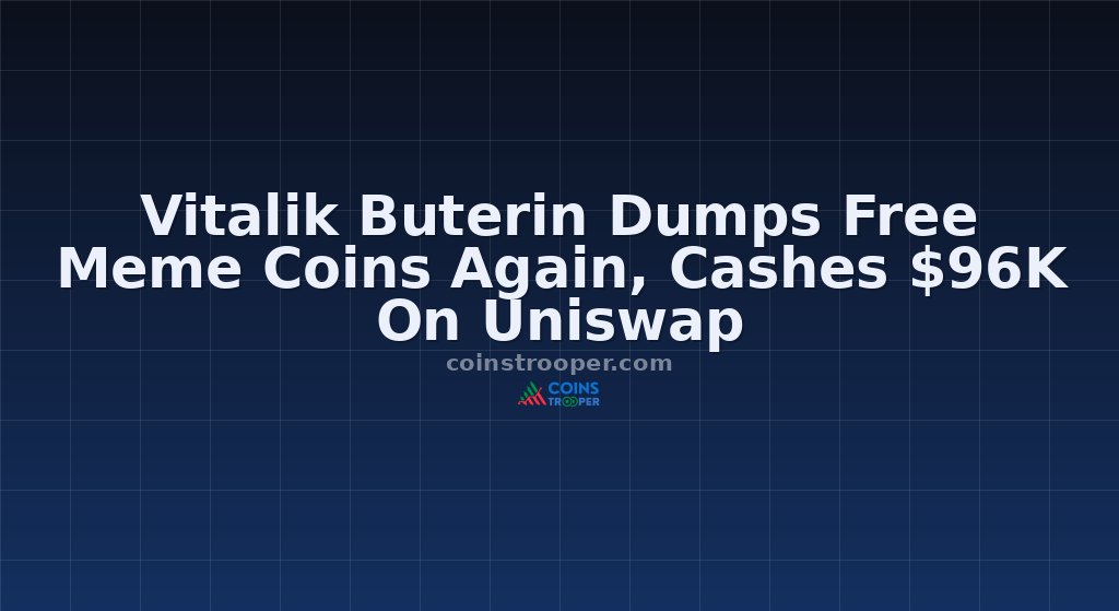 Vitalik Buterin Dumps Free Meme Coins Again, Cashes $96K On Uniswap