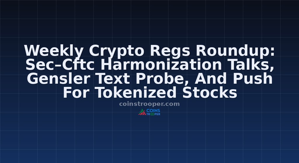 Weekly Crypto Regs Roundup: Sec–Cftc Harmonization Talks, Gensler Text Probe, And Push For Tokenized Stocks
