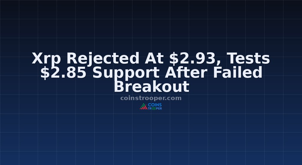 Xrp Rejected At $2.93, Tests $2.85 Support After Failed Breakout