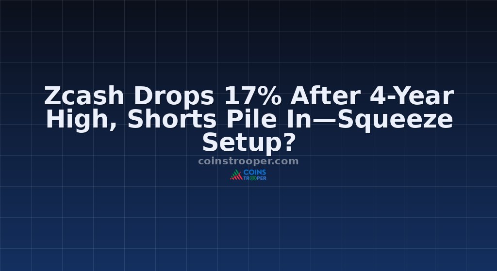 Zcash Drops 17% After 4-Year High, Shorts Pile In—Squeeze Setup?