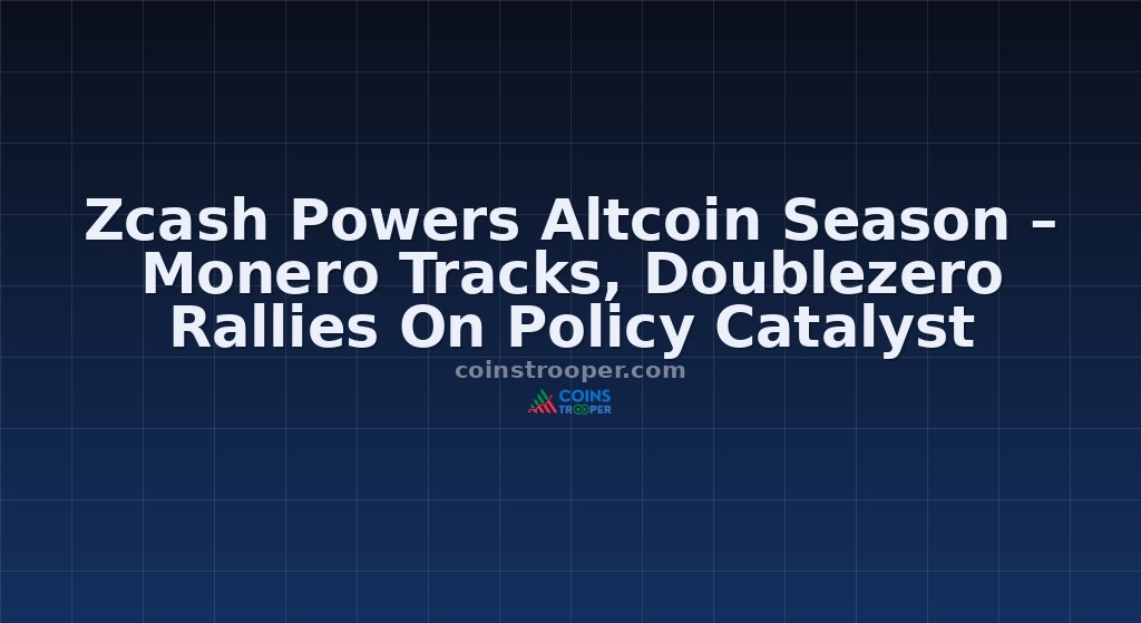 Zcash Powers Altcoin Season – Monero Tracks, Doublezero Rallies On Policy Catalyst