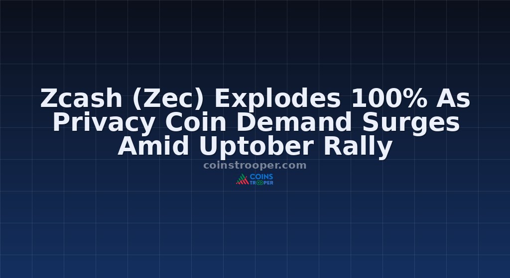 Zcash (Zec) Explodes 100% As Privacy Coin Demand Surges Amid Uptober Rally