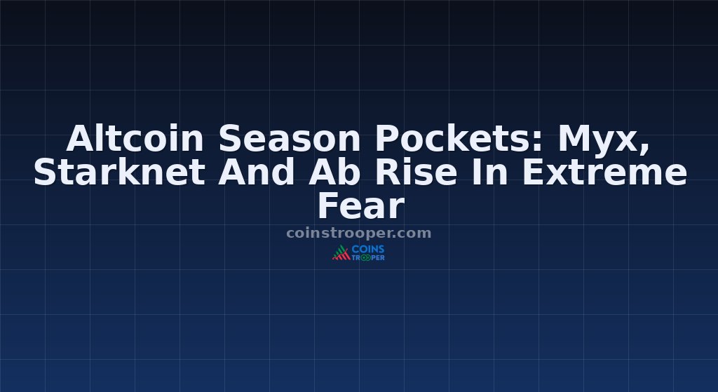 Altcoin Season Pockets: Myx, Starknet And Ab Rise In Extreme Fear