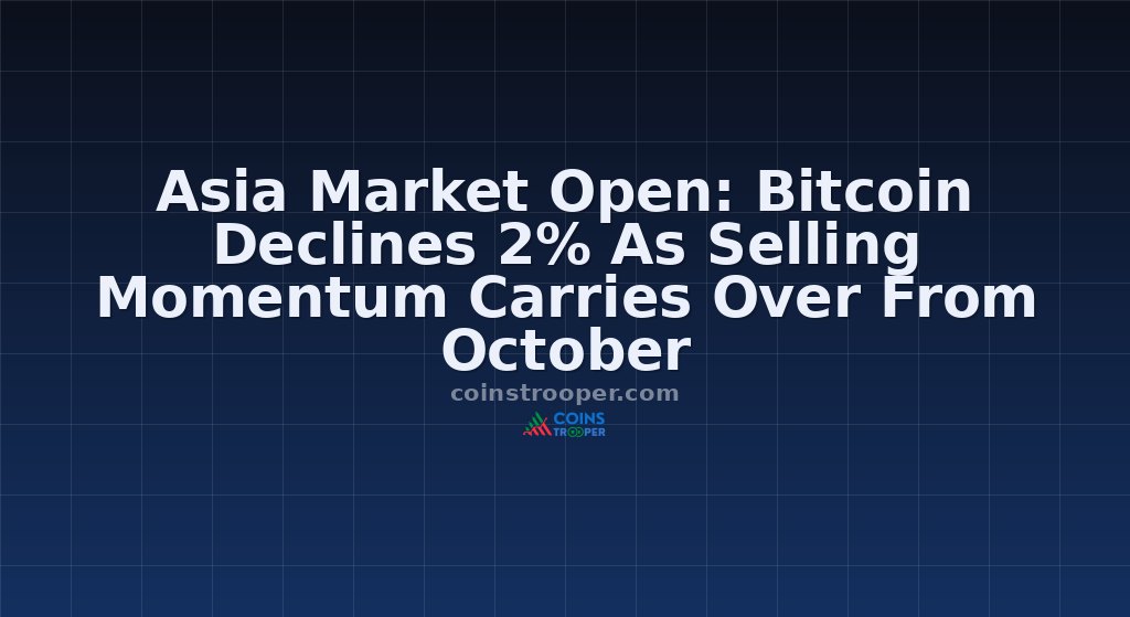 Asia Market Open: Bitcoin Declines 2% As Selling Momentum Carries Over From October