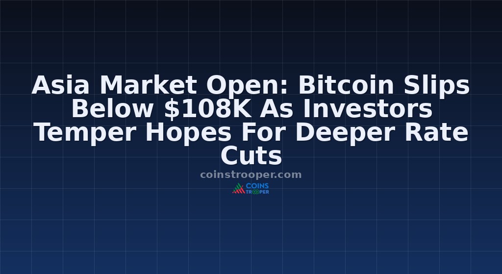 Asia Market Open: Bitcoin Slips Below $108K As Investors Temper Hopes For Deeper Rate Cuts