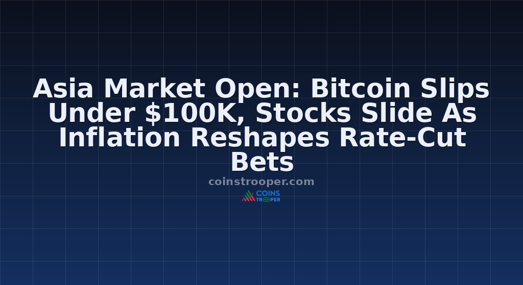 Asia Market Open: Bitcoin Slips Under $100K, Stocks Slide As Inflation Reshapes Rate-Cut Bets