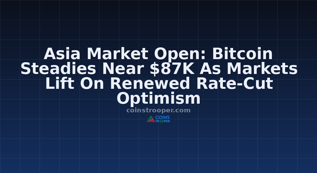 Asia Market Open: Bitcoin Steadies Near $87K As Markets Lift On Renewed Rate-Cut Optimism