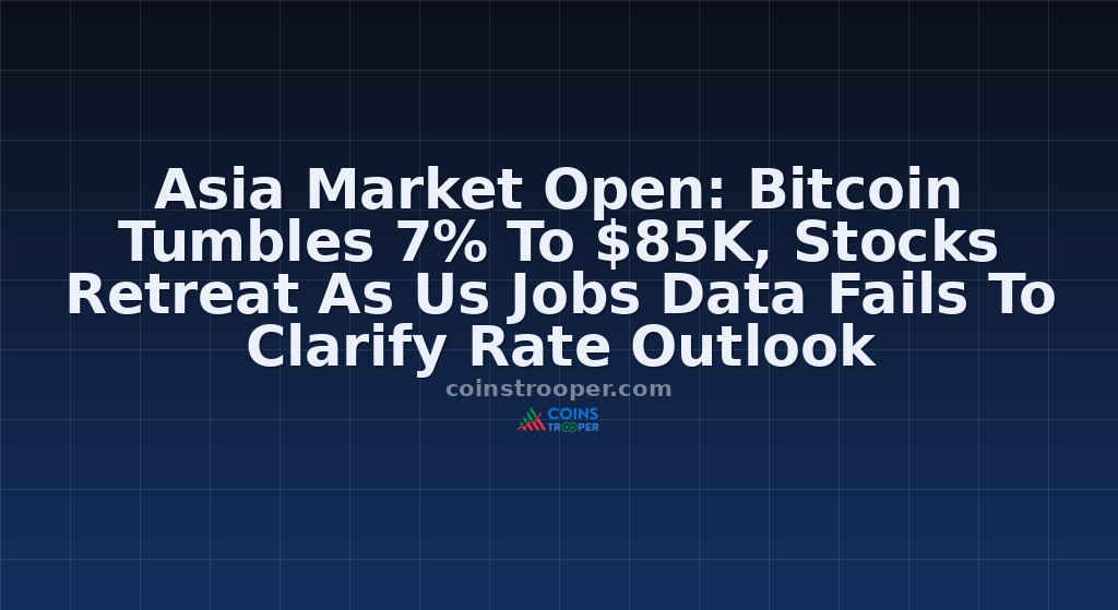 Asia Market Open: Bitcoin Tumbles 7% To $85K, Stocks Retreat As Us Jobs Data Fails To Clarify Rate Outlook