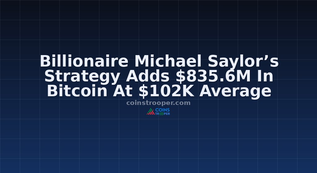 Billionaire Michael Saylor’s Strategy Adds $835.6M In Bitcoin At $102K Average