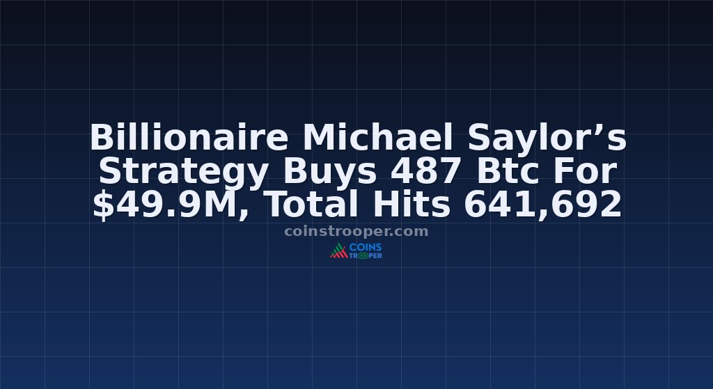 Billionaire Michael Saylor’s Strategy Buys 487 Btc For $49.9M, Total Hits 641,692