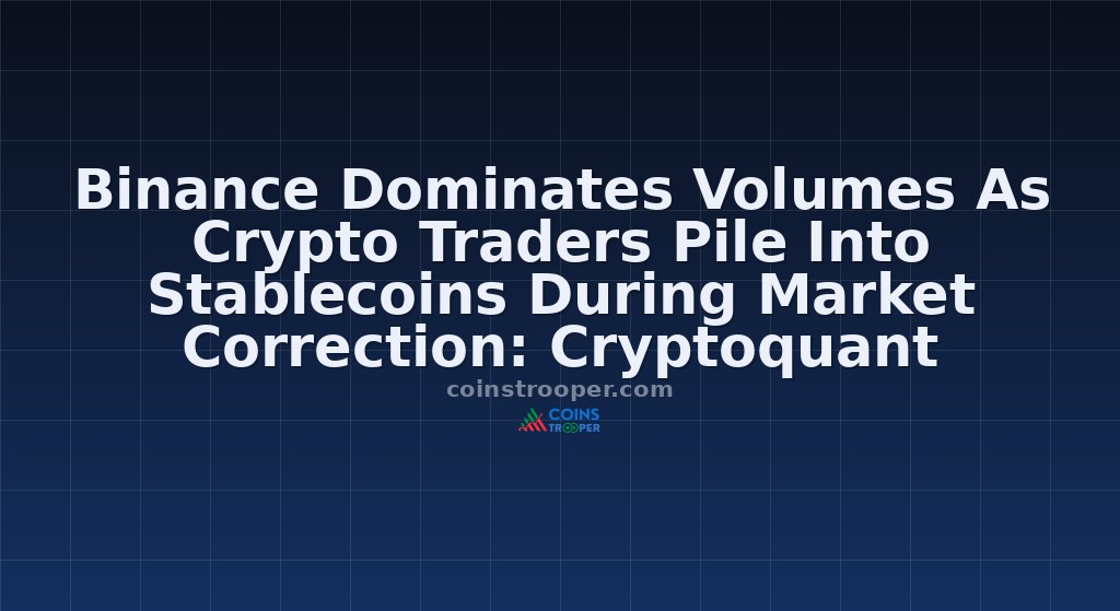 Binance Dominates Volumes As Crypto Traders Pile Into Stablecoins During Market Correction: Cryptoquant