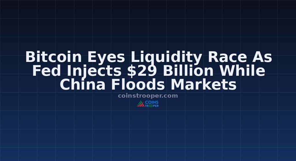 Bitcoin Eyes Liquidity Race As Fed Injects $29 Billion While China Floods Markets