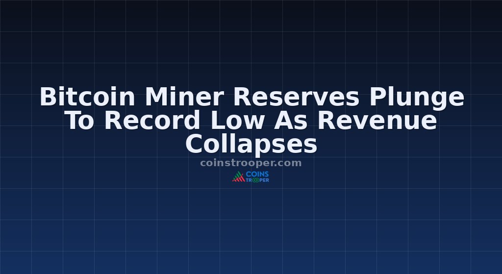 Bitcoin Miner Reserves Plunge To Record Low As Revenue Collapses