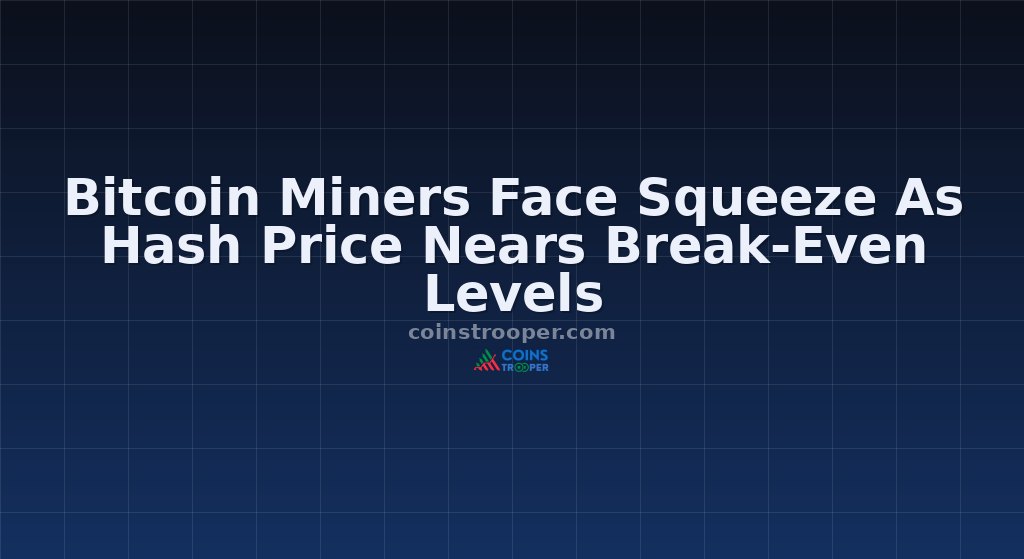Bitcoin Miners Face Squeeze As Hash Price Nears Break-Even Levels