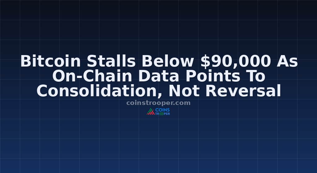 Bitcoin Stalls Below $90,000 As On-Chain Data Points To Consolidation, Not Reversal