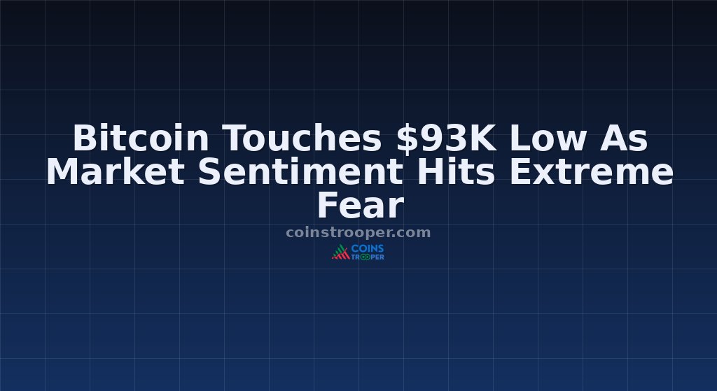 Bitcoin Touches $93K Low As Market Sentiment Hits Extreme Fear