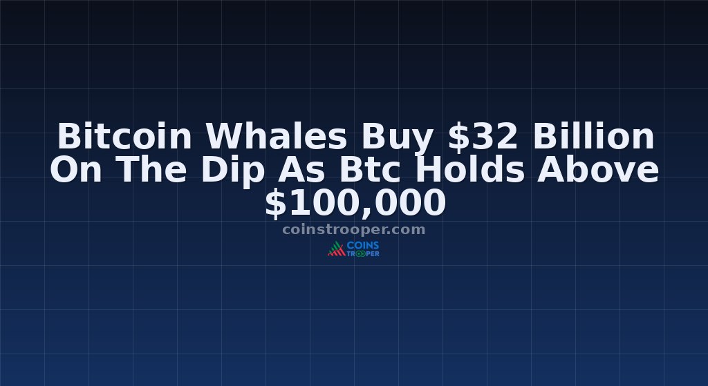Bitcoin Whales Buy $32 Billion On The Dip As Btc Holds Above $100,000