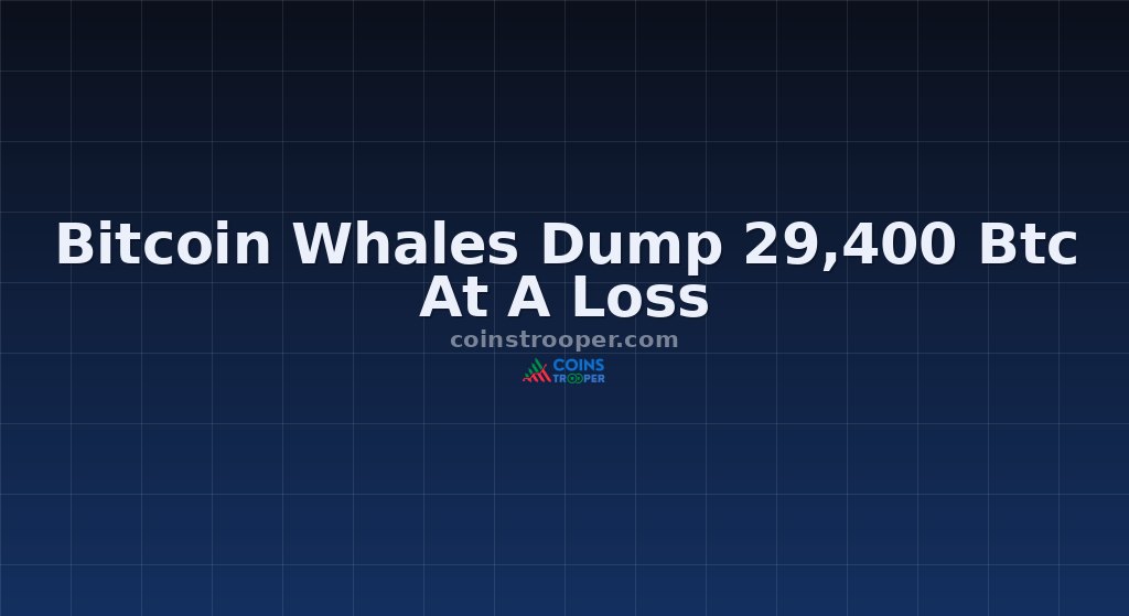 Bitcoin Whales Dump 29,400 Btc At A Loss