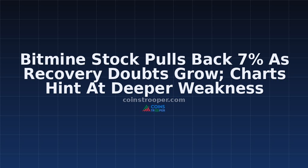 Bitmine Stock Pulls Back 7% As Recovery Doubts Grow; Charts Hint At Deeper Weakness