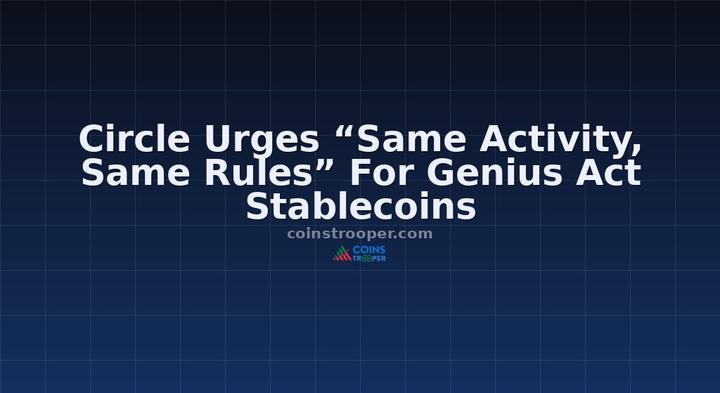 Circle Urges “Same Activity, Same Rules” For Genius Act Stablecoins