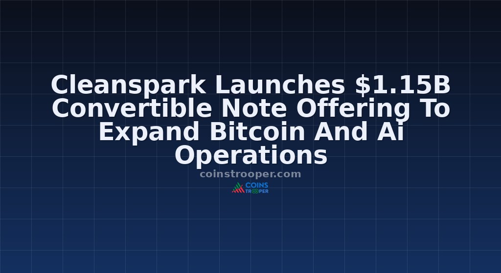 Cleanspark Launches $1.15B Convertible Note Offering To Expand Bitcoin And Ai Operations