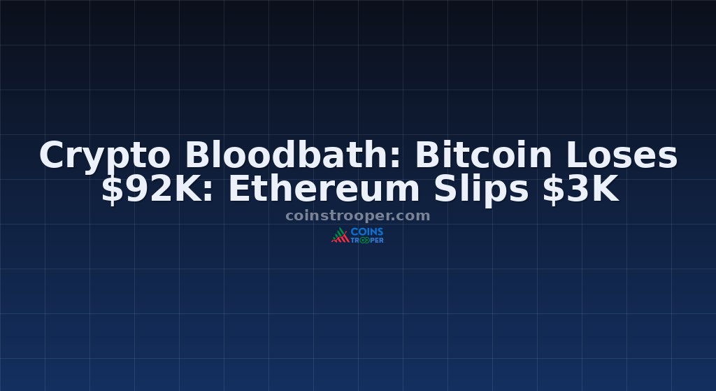 Crypto Bloodbath: Bitcoin Loses $92K: Ethereum Slips $3K